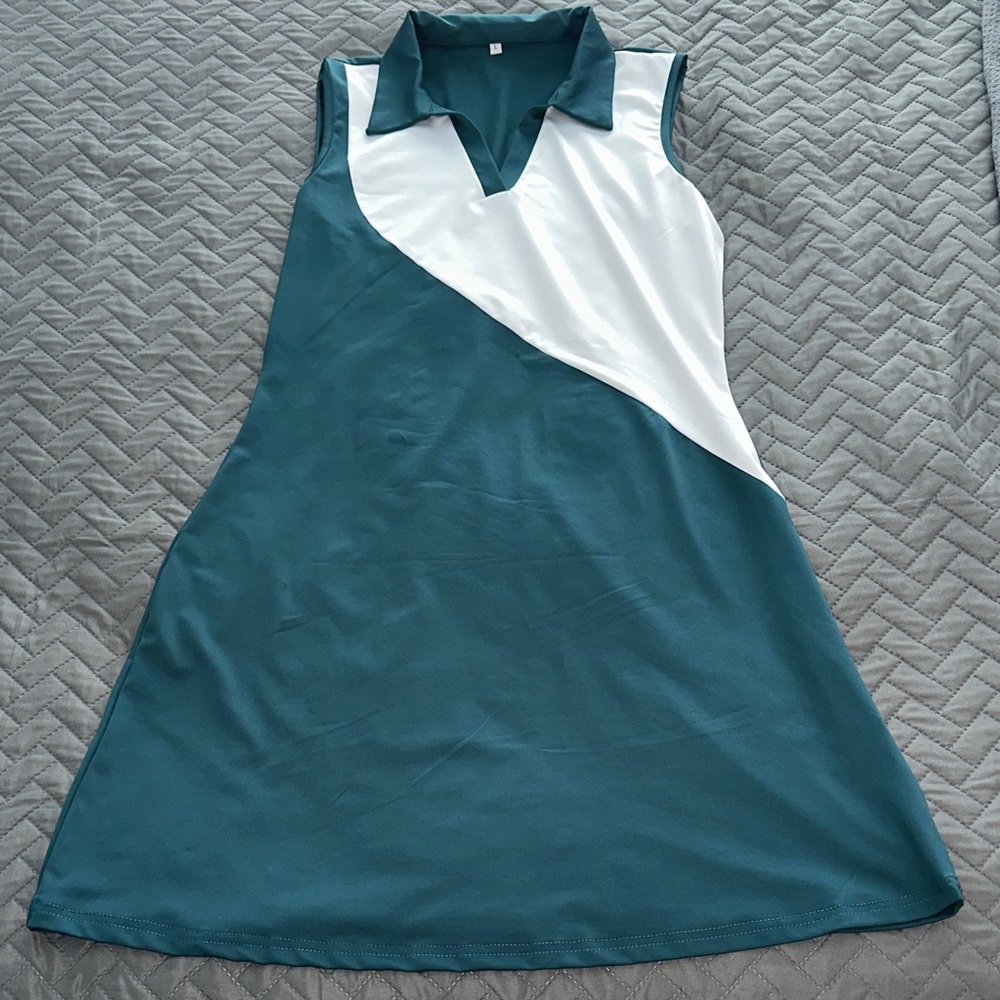 Teal and White Mini Dress